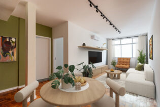 Apartamento reformado com 65 m², com 1 quarto, 1 banheiro e 1 vaga de garagem, em prédio com portaria 24hs no Bairro República .